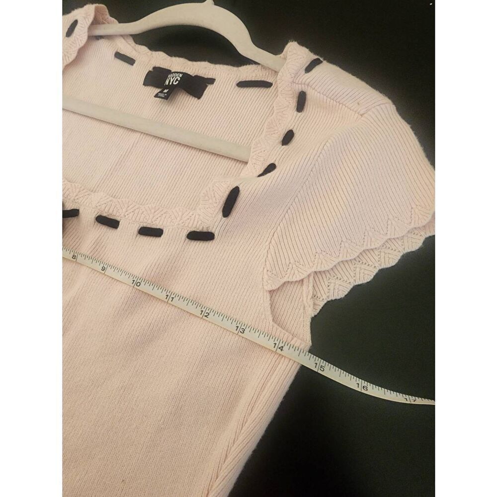 Madden NYC knit short sleeve ribbon detail dress pink size Medium - Picture 6 of 7